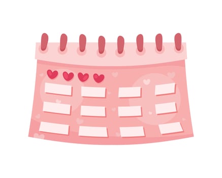 pink calendar with hearts vector