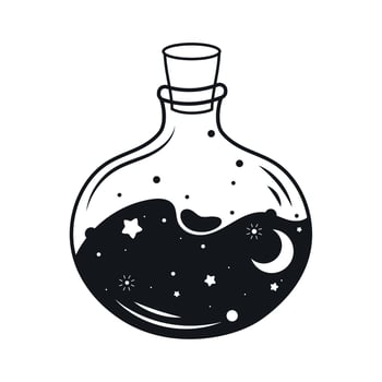 potion magic flask minimalist tattoo vector