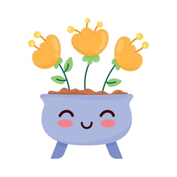 purple houseplant kawaii style vector