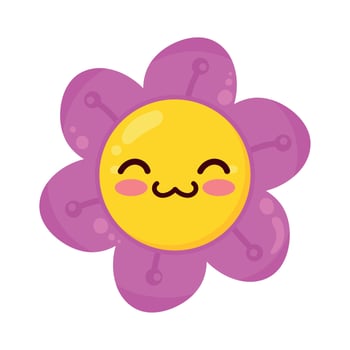 flower kawaii comic style vector