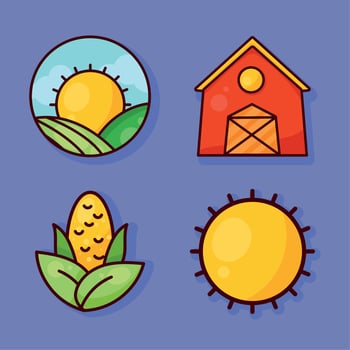 four farm agriculture icons vector