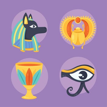 four egyptian culture icons vector