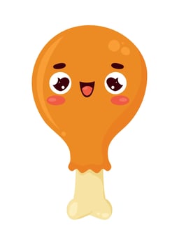 chicken thigh kawaii food vector
