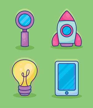 maketing business four icons vector