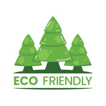eco friendly lettering with pines vector
