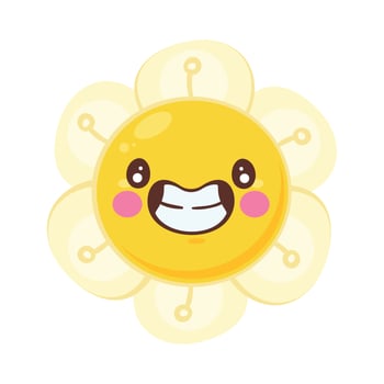happy flower emoticon vector