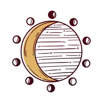 moon and phases around vector