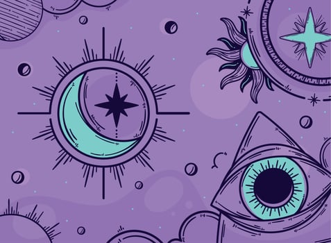 astrology pattern in purple background vector