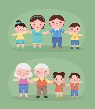 korean family eight members vector