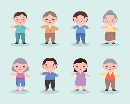 korean family members group vector
