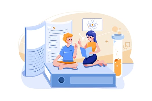 Students Reading Book Together vector