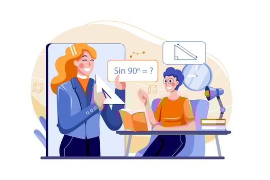 Boy Learning Math In Online Class vector