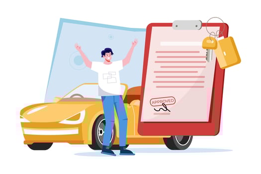 Man Getting A Car Loan Approved Illustration concept on white background vector