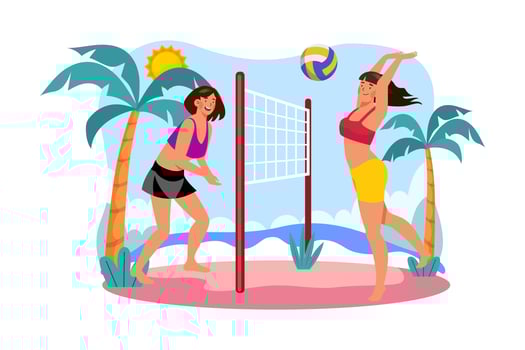 Girl playing beach volleyball Illustration concept on white background vector