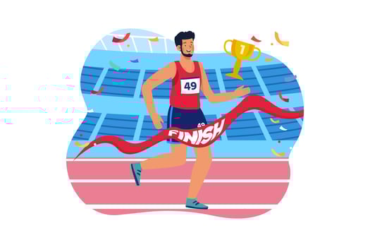 Bearded dude running fast on the stadium Illustration concept on white background vector