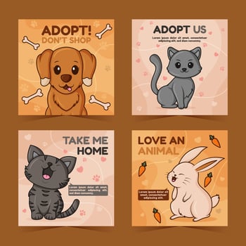 Domestic Pets Social Media Posts Template vector