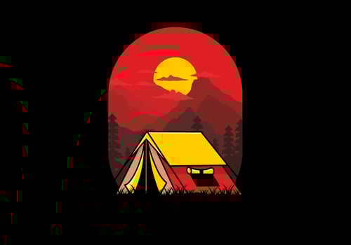 Double layer tent flat illustration badge design vector