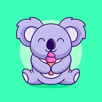 cute koala drinking ice cream vector illustration. cartoon koala with ice cream