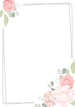 pink rose and peony flower bouquet wreath with frame png