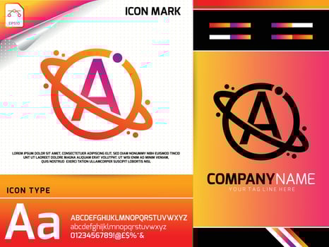 Abstract letter A with space planet logo concept vector