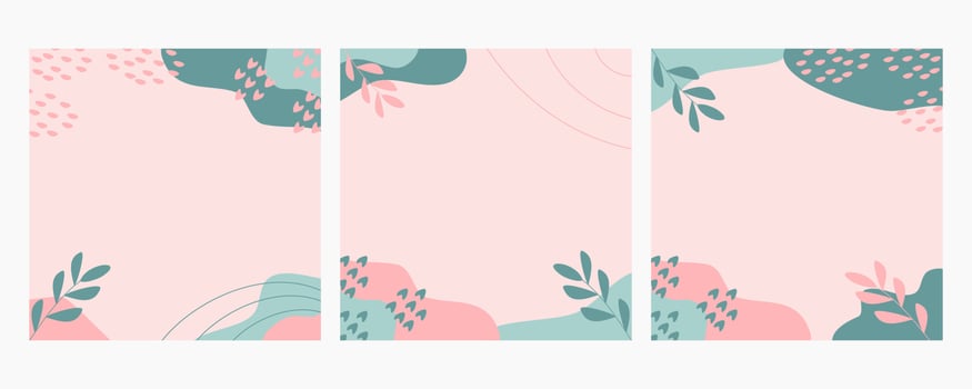 Bundle of abstract summer backgrounds on pastel color. Trendy organic shapes with copy space text suitable for banner, poster, flyer, social media post or stories. vector