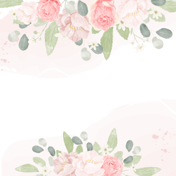 pink pastel watercolor rose flower bouquet arrangement banner background png