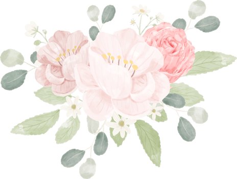 pink pastel watercolor rose and peony flower bouquet arrangement png