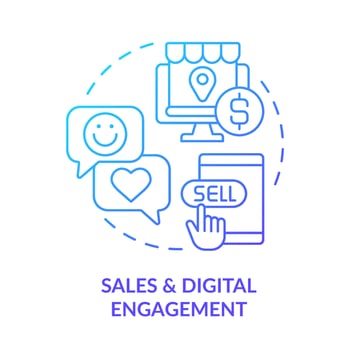 Sales and digital engagement blue gradient concept icon. Trendy skill in IT abstract idea thin line illustration. Social media presence. Isolated outline drawing. vector