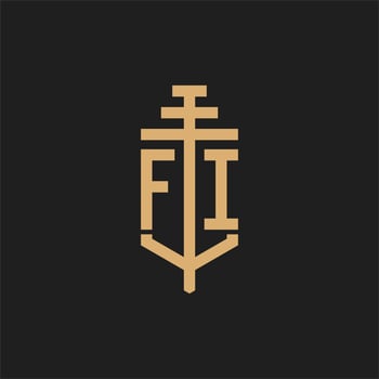 FI initial logo monogram with pillar icon design vector