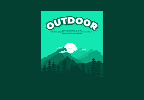Green color of mountain landscape flat illustration vector