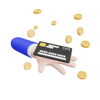 Hand-holding credit card and coin png
