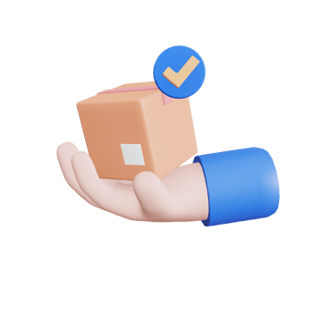 3D. Cartoon hand Close-up of a hand-holding cardboard box. Fast delivery concept png
