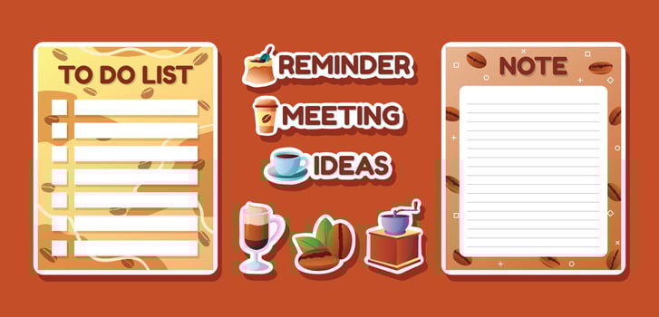 Journal Template Sticker Coffee vector
