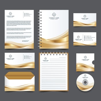 White and Gold Professional Business Stationery Set vector