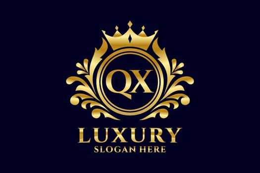 Initial QX Letter Royal Luxury Logo template in vector art for luxurious branding projects and other vector illustration.