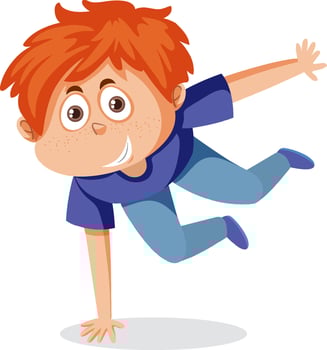 Active boy dancing cartoon character vector