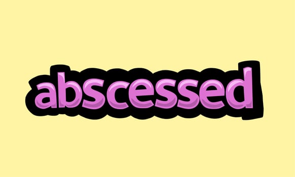 ABSCESSED writing vector design on a yellow background