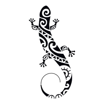 Lizard or gecko in Maori Polynesian style. Tattoo sketch vector