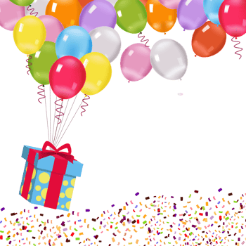 Cute Balloon Frame With Confetti and Gift Box png