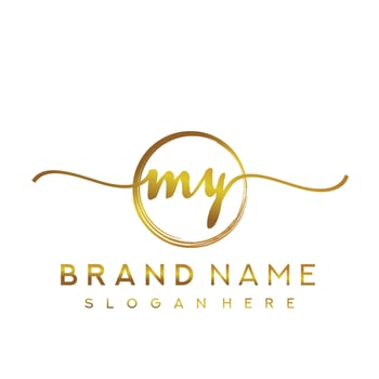 Initial MY handwriting logo with circle hand drawn template vector