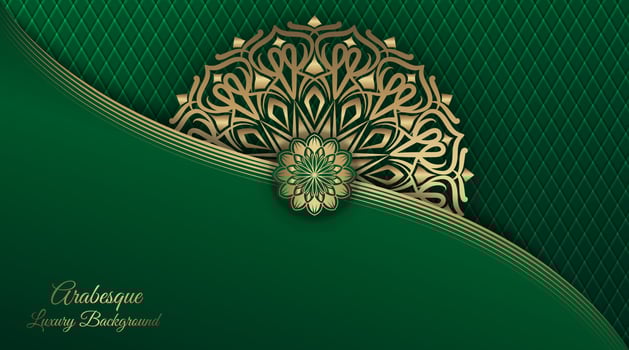 golden mandala ornament  on a green background vector