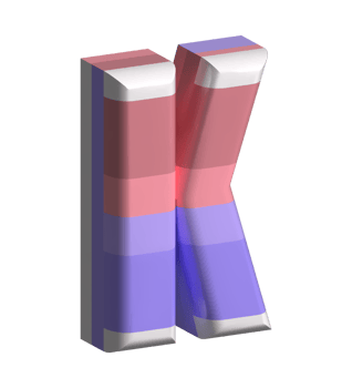 Letter K Round Bevel Shape 3D Render png