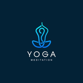 Premium Line Art Meditation Logo Vector, Meditation People Illustration, Yoga Logo Template vector