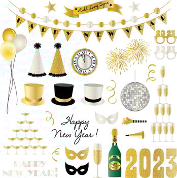 2023 New Years Eve clipart vector illustrations
