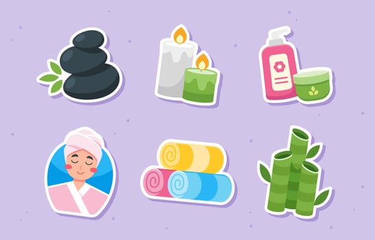 Self Care with Beauty Spa Sticker Set vector