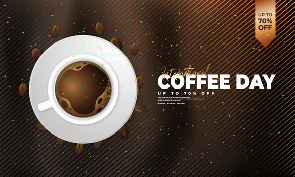 Modern and premium international coffee day greeting design vector