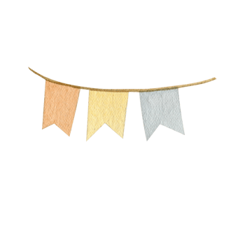 Watercolor colorful autumn flags png