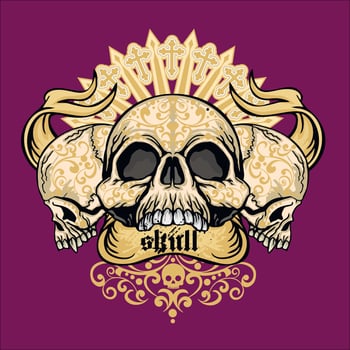 Gothic sign with skull, grunge vintage design t shirts vector