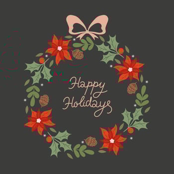 Christmas wreath with the inscription merry christmas. Vector graphics.