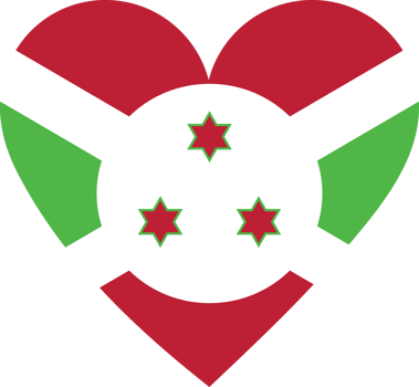 Burundi flag in the shape of a heart. png